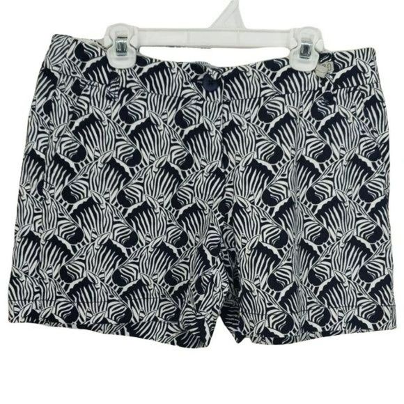Crown & Ivy zebra animal print shorts size 2 black white Business travel - Picture 2 of 7